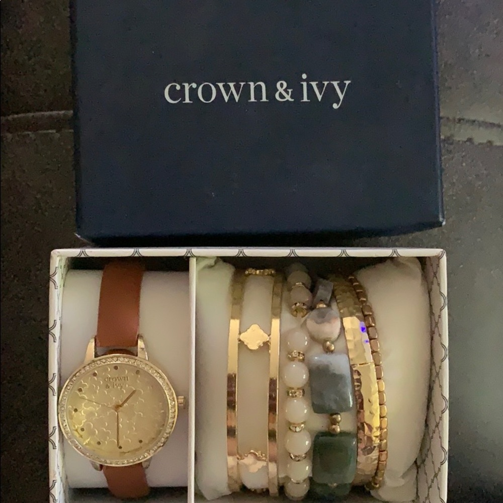 Crown & Ivy watch and bracelet set